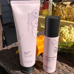 Crabtree & Evelyn EVELYN ROSE Face Foam 4.2 FL OZ +Face Mist 2.5 FL OZ New